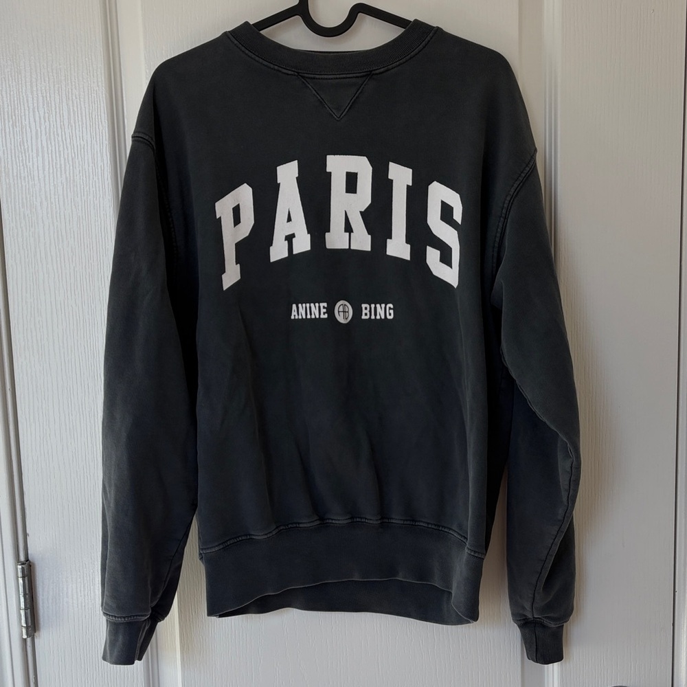 Anine Bing Black Paris Sweatershirt Faded grey Size XS